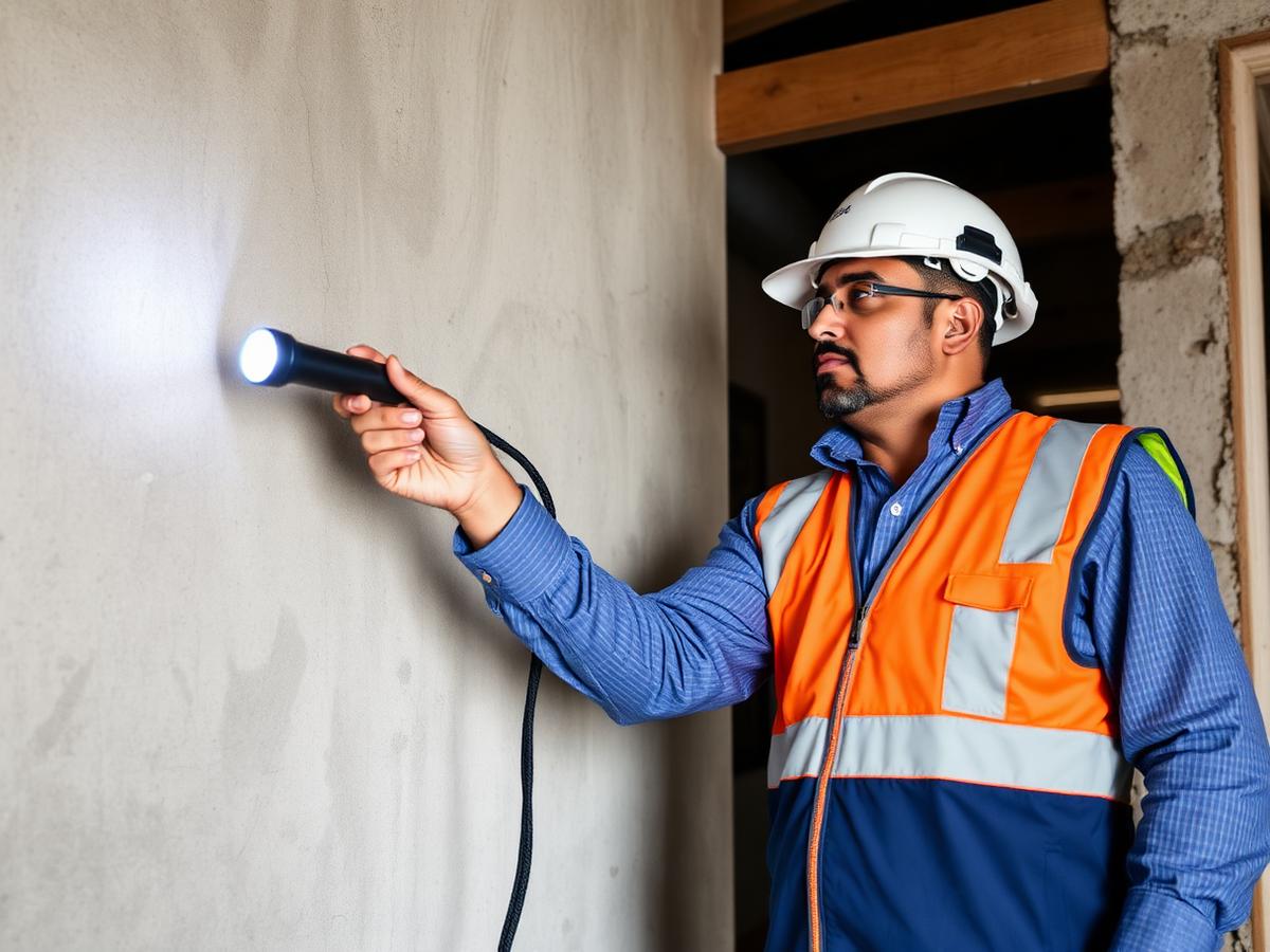 Inspector revisando una pared